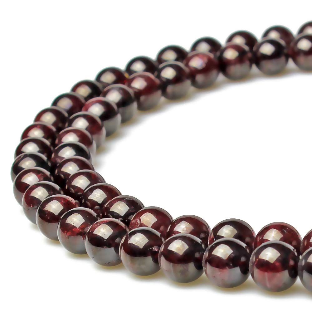 MJDCB Natural Stone Beads Garnet Round Loose Beads for Jewelry Making DIY Bracelet Necklace (4mm)