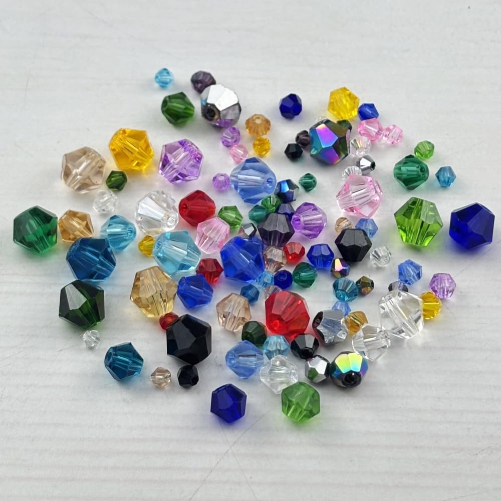 Pinhoollgo 1310pcs Bicone Crystal Glass Beads 2mm 3mm 4mm 6mm 8mm Faceted Crystal Spacer Beads for Bracelets Necklace Pendants Earrings DIY Jewelry Craft Making(Transparent)
