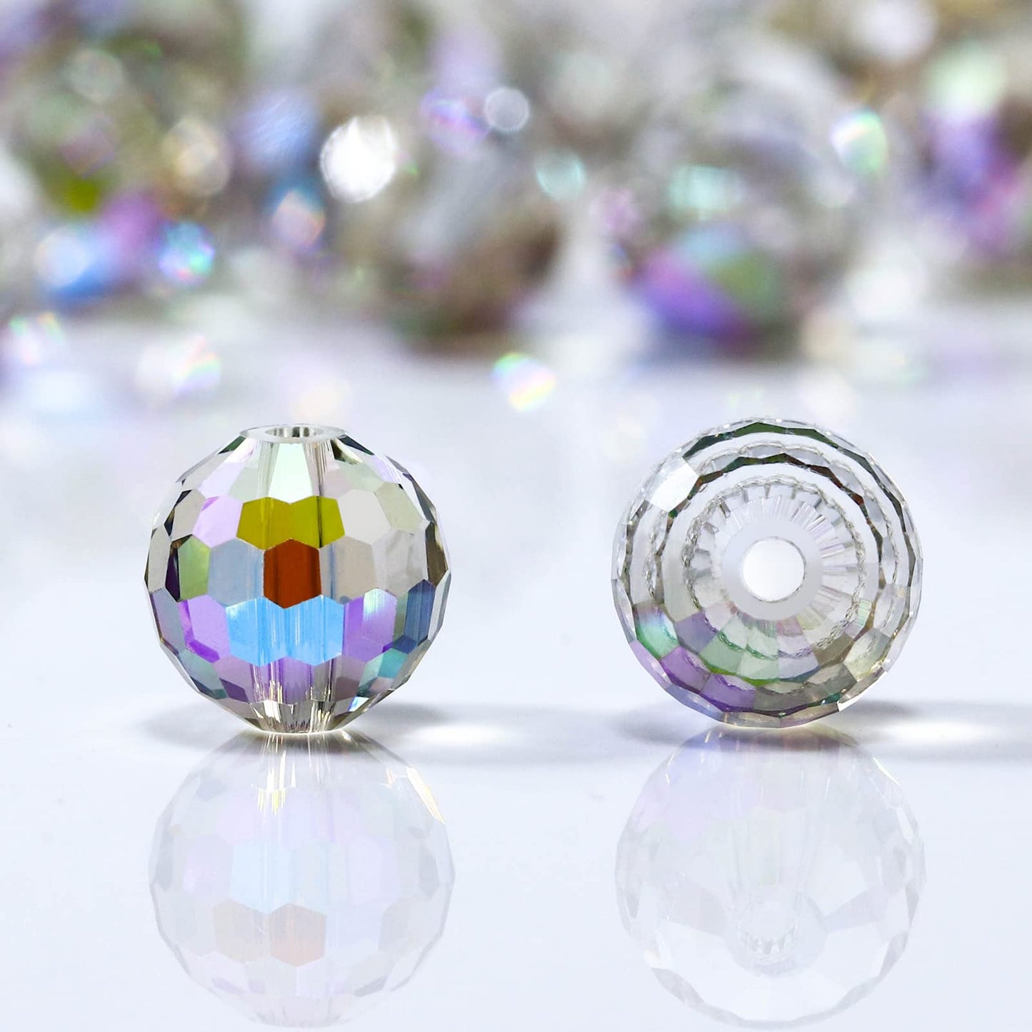 Dowarm 150PCS 6MM Round Crystal Glass Beads for Jewelry Making, Faceted Crystal Beads for Crafts Bracelet Wind Chimes Suncatcher, #5003 Crystal Rondelle Spacer Beads, Loose Gemstones, Purple Colorized