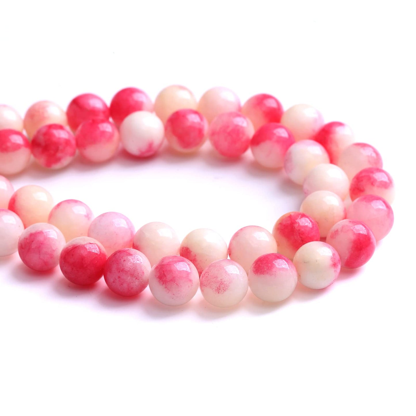 8MM 46PCS Pink Tourmaline Jade Stone Beads for Jewelry Making DIY Bracelet Necklace 15"