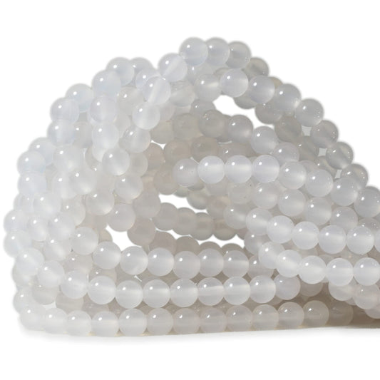 CHEAVIAN 60PCS 6mm Natural White Agate Gemstone Round Loose Beads for Jewelry Making 1 Strand 15"