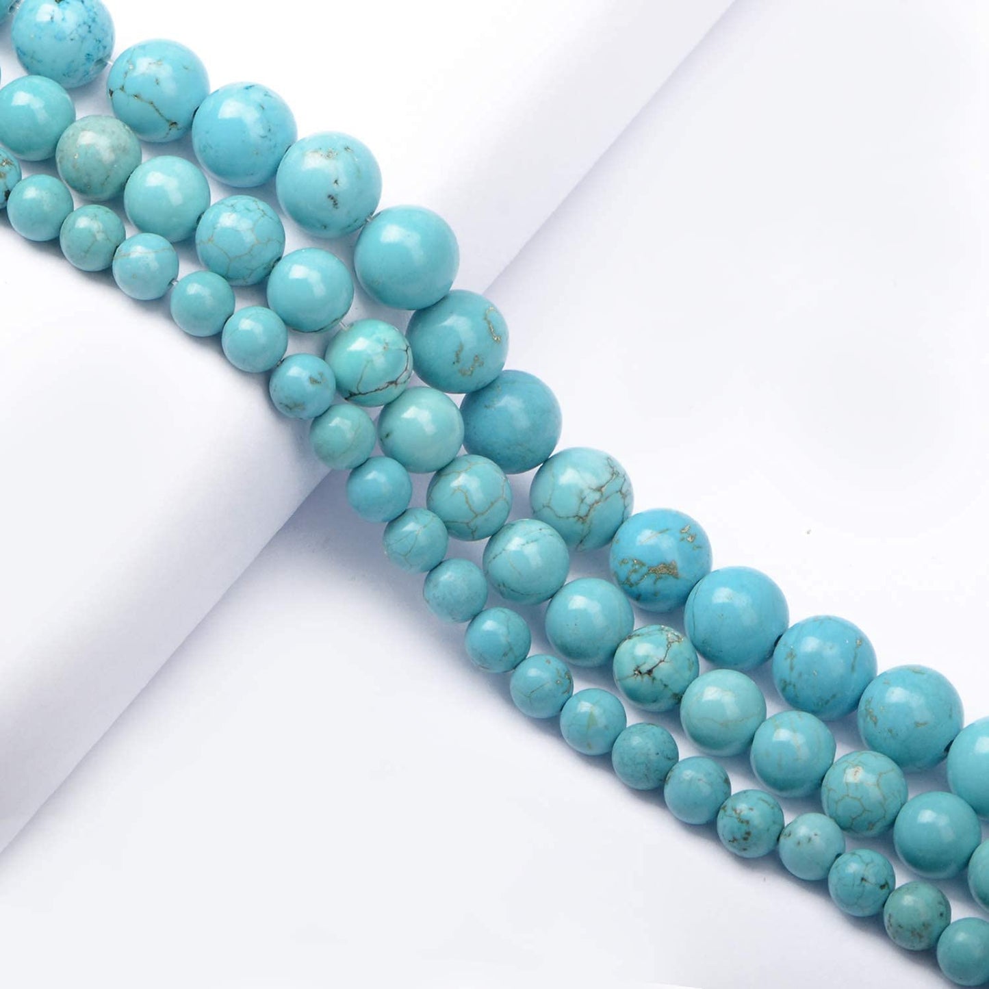 AD Beads Natural Gemstone Round Loose Beads 15" for Bracelet Necklace Earrings Jwelery Making Crafts DIY (4mm, Blue Turquoise)