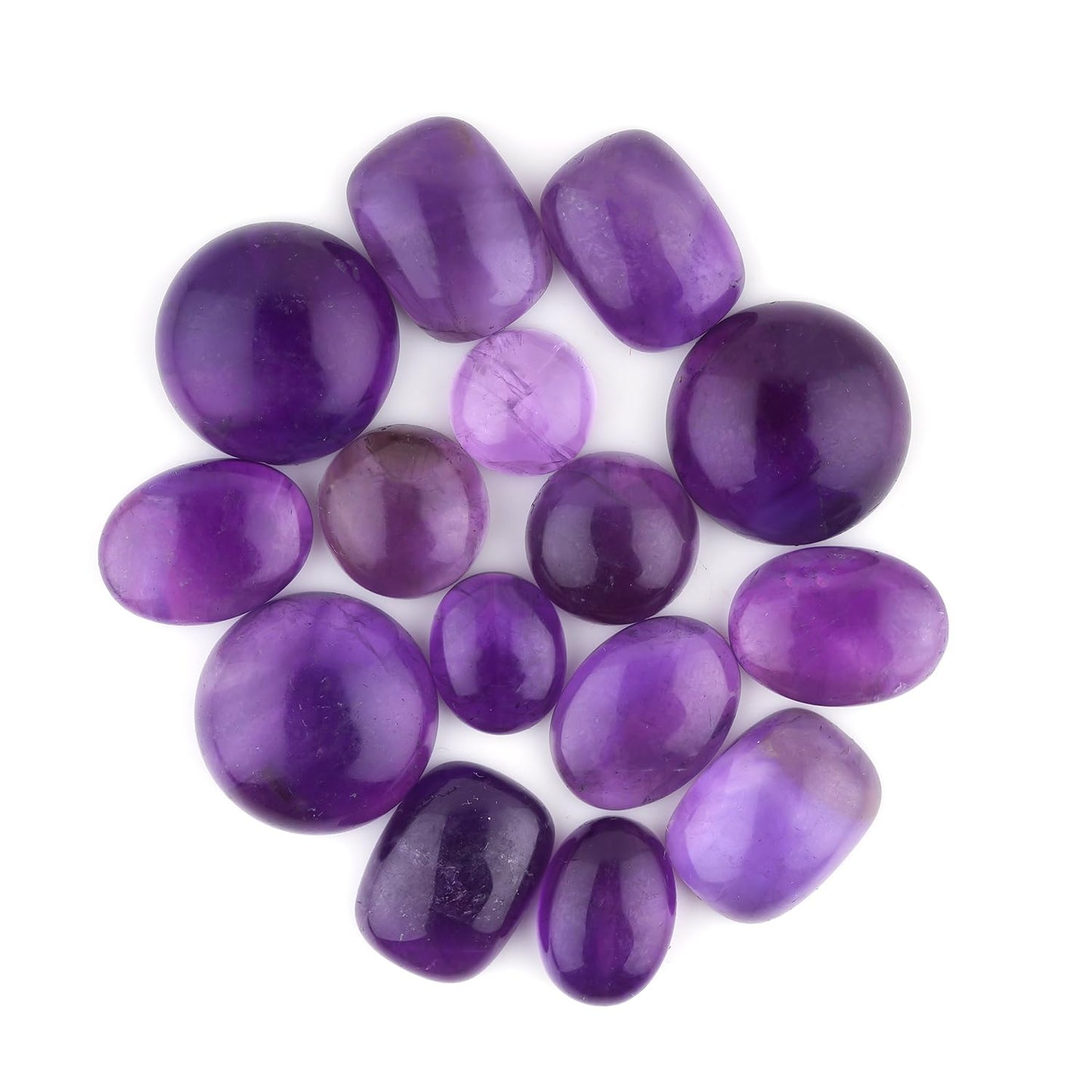 GemSymphony Natural Amethyst Gemstone Cabochon Pack of 3 Mixed Shapes – Polished Crystal Stones for Jewelry Making Supply, Healing, Reiki & DIY Crafts, Natural Gem Cab Set for Wire Wrapping (10-20 mm)