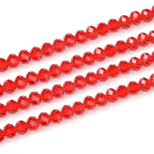 500pcs Czech Faceted Rondelle Crystal Glass Loose Beads 4mm Small Tiny Spacer Bulk Light Siam Red for DIY Craft Jewelry Making CCR406