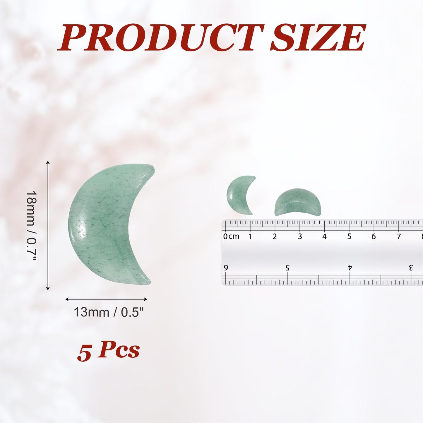 MECCANIXITY 5 Pcs Moon Crystal Worry Stone, 0.5 Inch Length Natural Emerald Green Moon Gemstone Bulk, Carved Pocket Stones for Meditation Balancing Pendant Decor