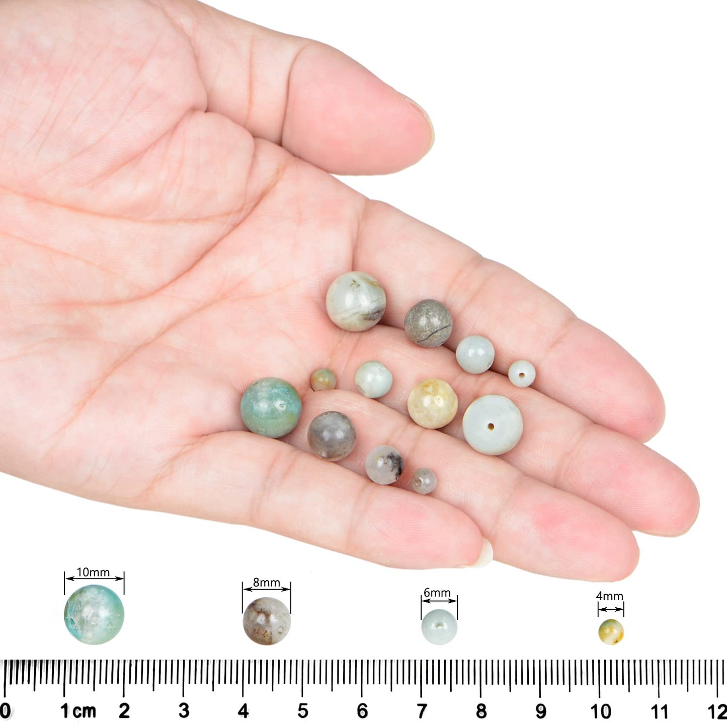 AD Beads Natural Gemstone Round Loose Beads 15" for Bracelet Necklace Earrings Jwelery Making Crafts DIY (8mm, Multicolor Amazonite)