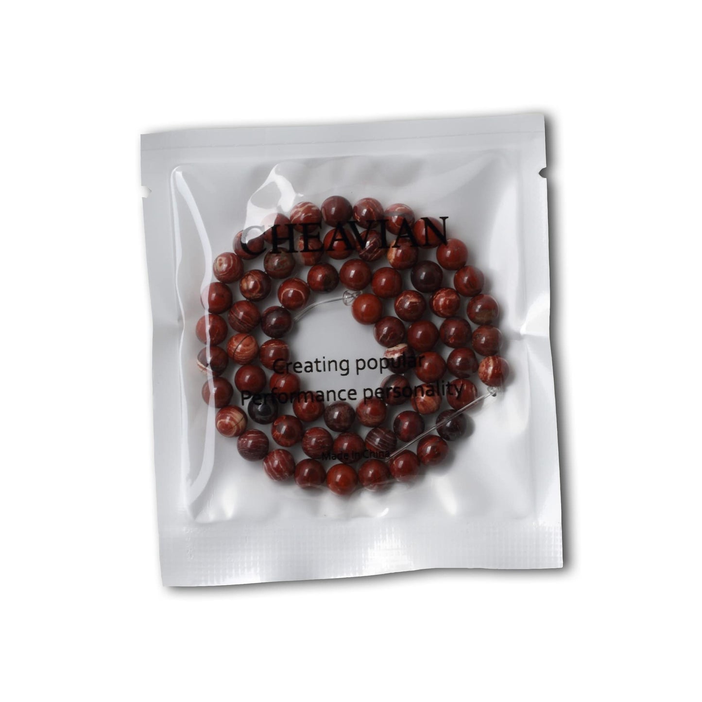 CHEAVIAN 60PCS 6mm Natural Red Snake Skin Jasper Round Loose Beads for Jewelry Making DIY Gifts Arts Crafts Materials 1 Strand 15"