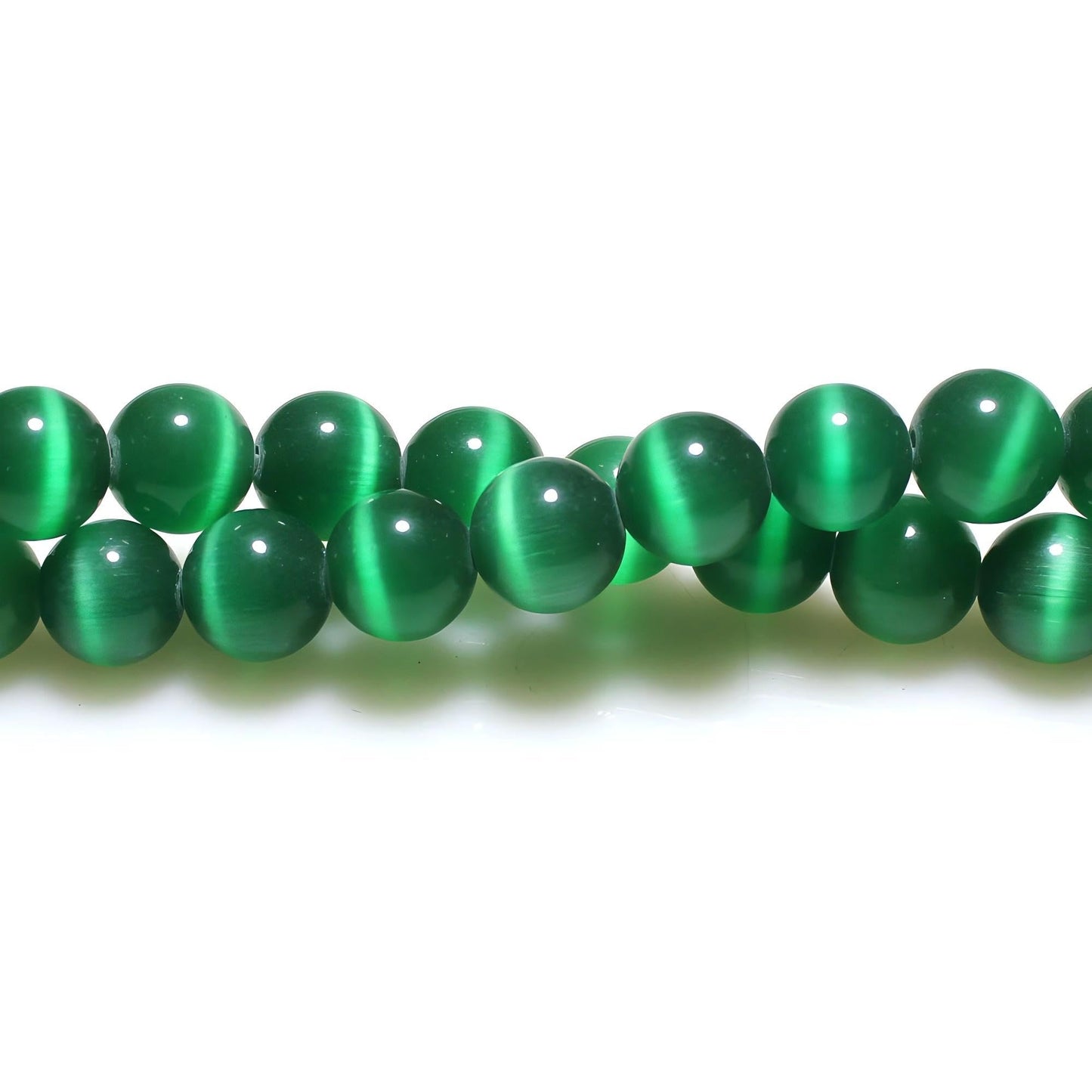 MJDCB 35pcs Peacock Green Cat Eye Stone Beads 10mm Round Crystal Loose Bead for Jewelry Making DIY Bracelets Necklace Accessories