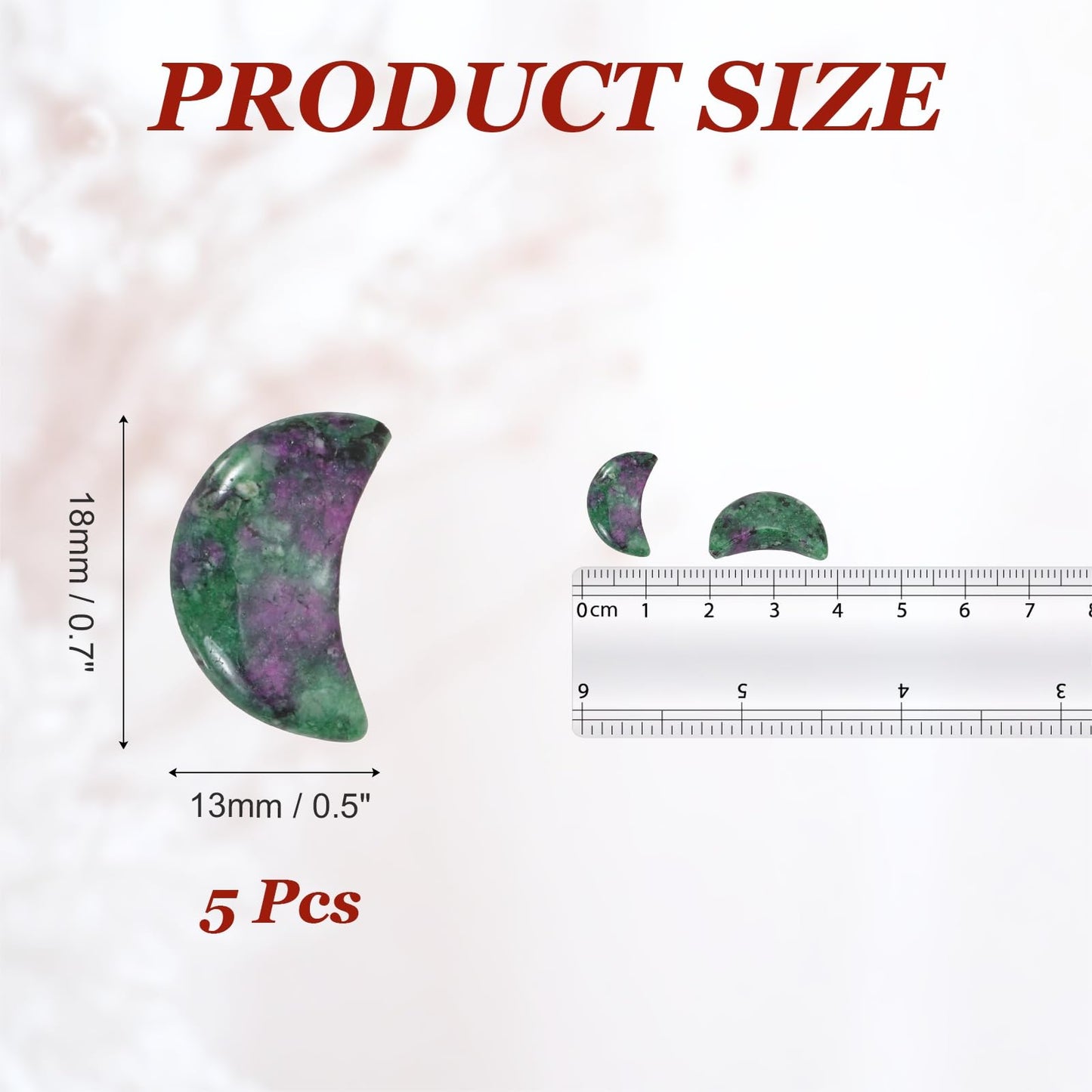 MECCANIXITY 5 Pcs Moon Crystal Worry Stone, 0.5 Inch Length Natural Zoisite Moon Gemstone Bulk, Carved Pocket Stones for Meditation Balancing Pendant Decor