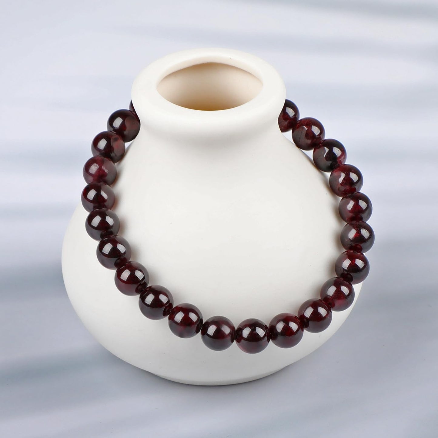 LPBeads Handmade Natural Gemstone Stretch Elastic 8mm Garnet Bracelet Healing Crystal Round Stone Beads Jewelry Gifts for Women Men