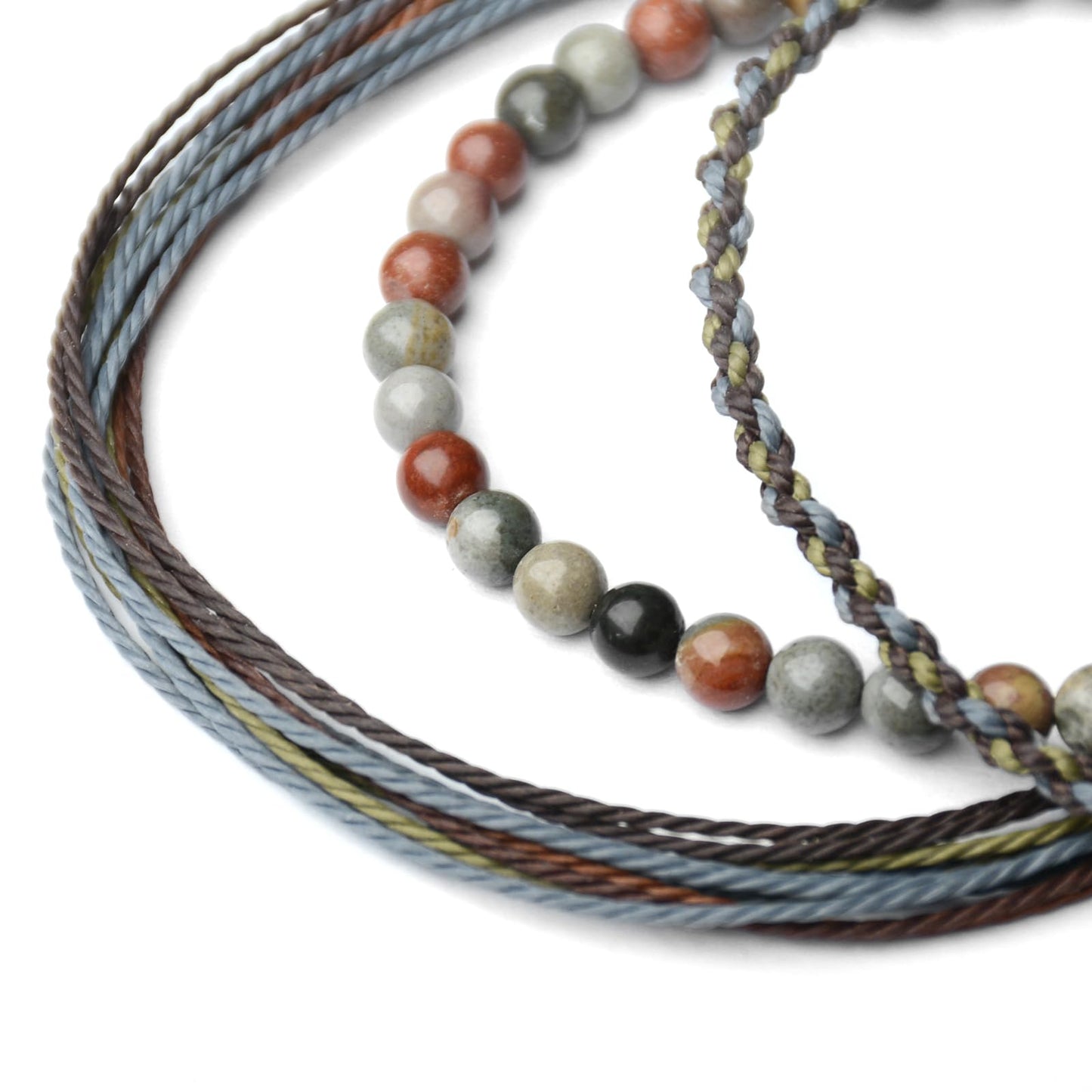 Handmade Natural Stone Beaded Healing Bracelet Gift for Men Adjustable Rope String Bracelet (Picture Jasper（Blue）, Adjustable)