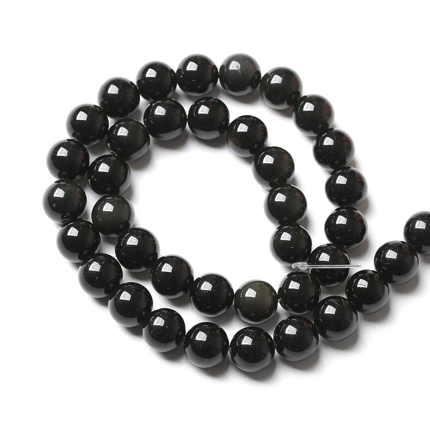4MM 86PCS Natural Stone Black Obsidian Gemstone Loose Beads for Jewelry Making DIY Bracelet 1 Strand