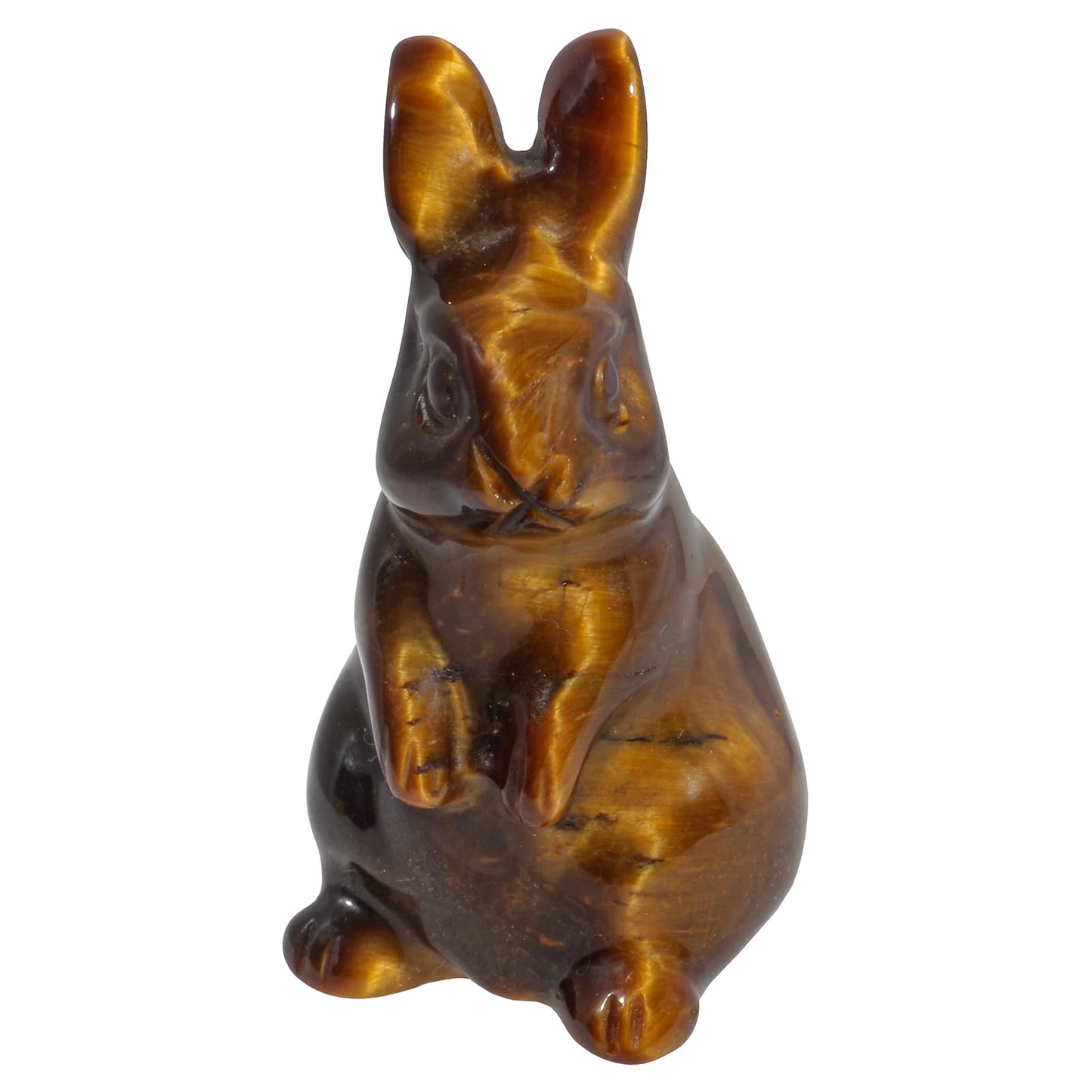 Loveliome Rabbit Crystal Decor Figurines, 2 Inches Natural Healing Stones Hand Carved Sculpture Ornaments Colletctible, Tiger's Eye