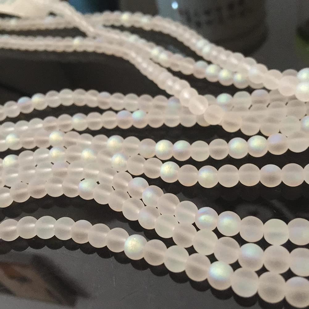 ccHuDE 200 Pcs Matte Crystal Glass Beads Mermaid Aurora Beads with Hole Jewelry Making Crafts DIY 8mm