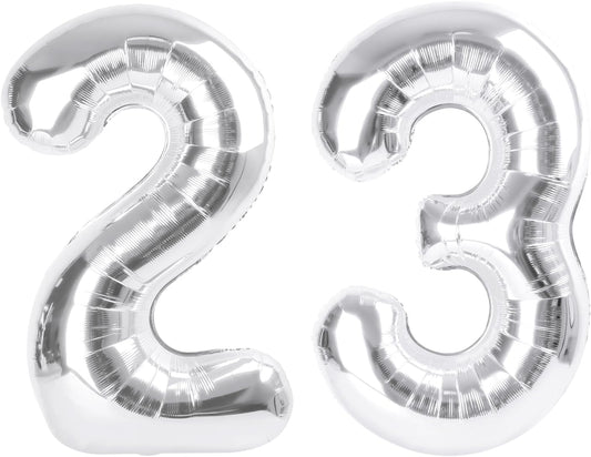 Regine Switzerland 40-Inch Silver Foil Number 23 Balloon - Perfect for Birthday, Graduation & Memorial Celebrations