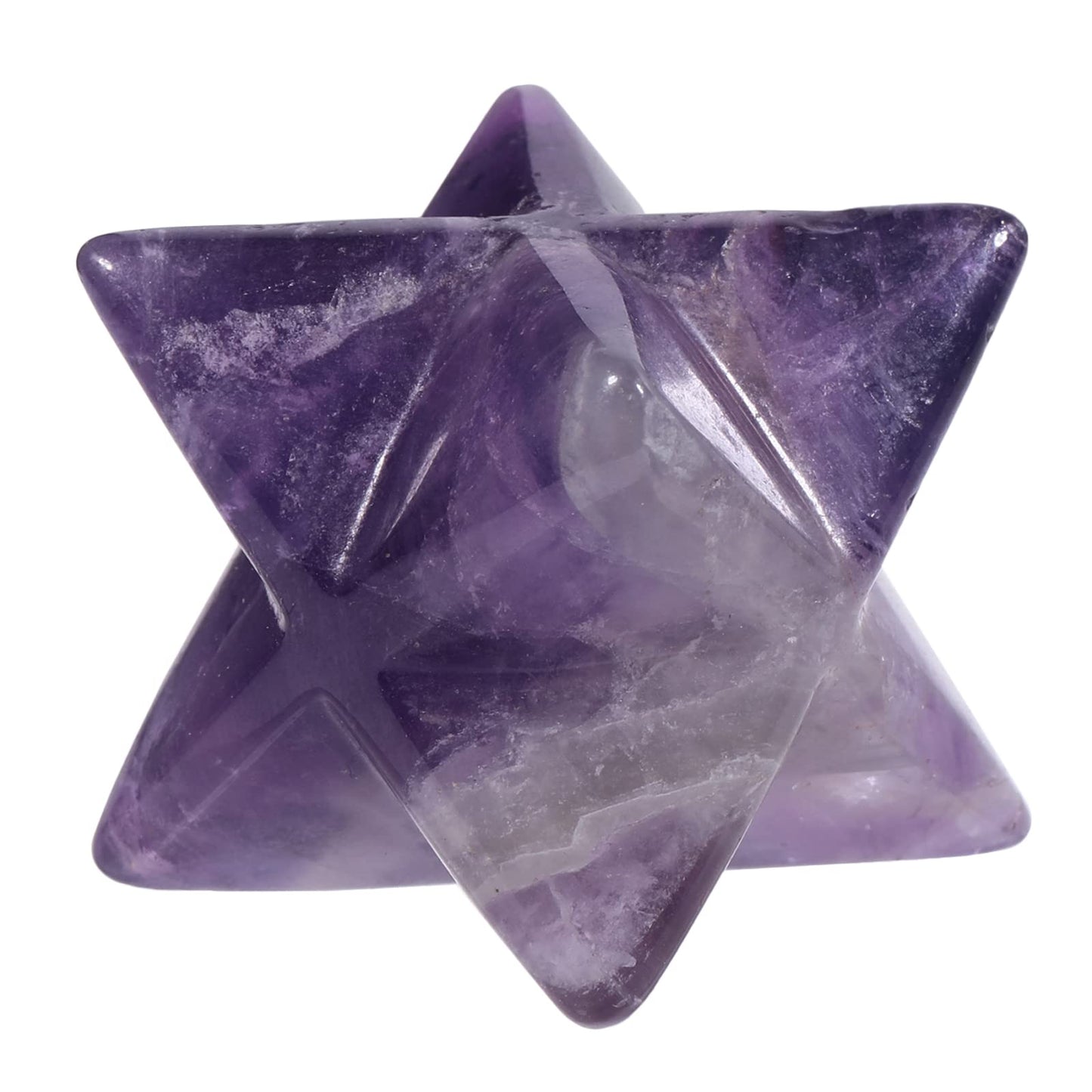 Loveliome Merkaba Star Crystal 1 Inch - Natural Gemstone Sacred Geometry, Hand Carved Six-Pointed Star Spiritual Gift for Meditation,Natural Amethyst
