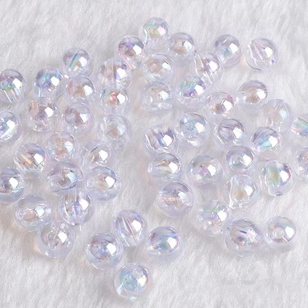 300 Pcs 8mm Acrylic Round Beads AB Colors Round Spacer Beads for Earring Bracelet Necklace Key Chains Jewelry DIY Craft Making(Clear AB)