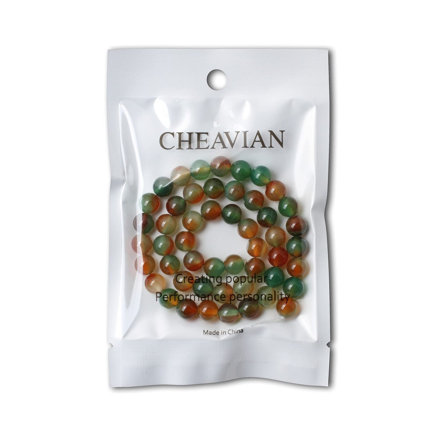 CHEAVIAN 45PCS 8mm Peacock Agate Round Loose Beads for Jewelry Making DIY Materials 1 Strand 15"