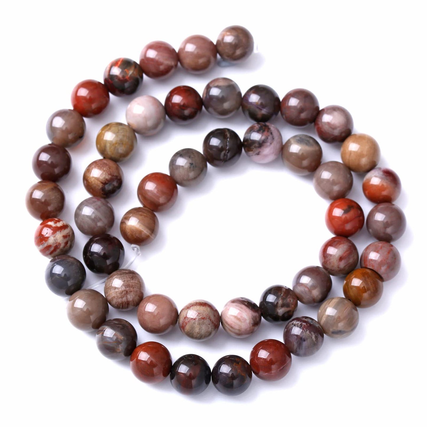 12MM 32PCS Natural Stone Petrified Wood Jasper Loose Beads for Jewelry Making DIY Bracelet