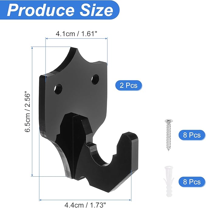 uxcell 2 Pcs Sword Holder Wall Mount Sword Racks Acrylic Wall Sword Display Hanger with Mounting Tools for Knife Martial Arts Sword Placement Display, Black(Shield)