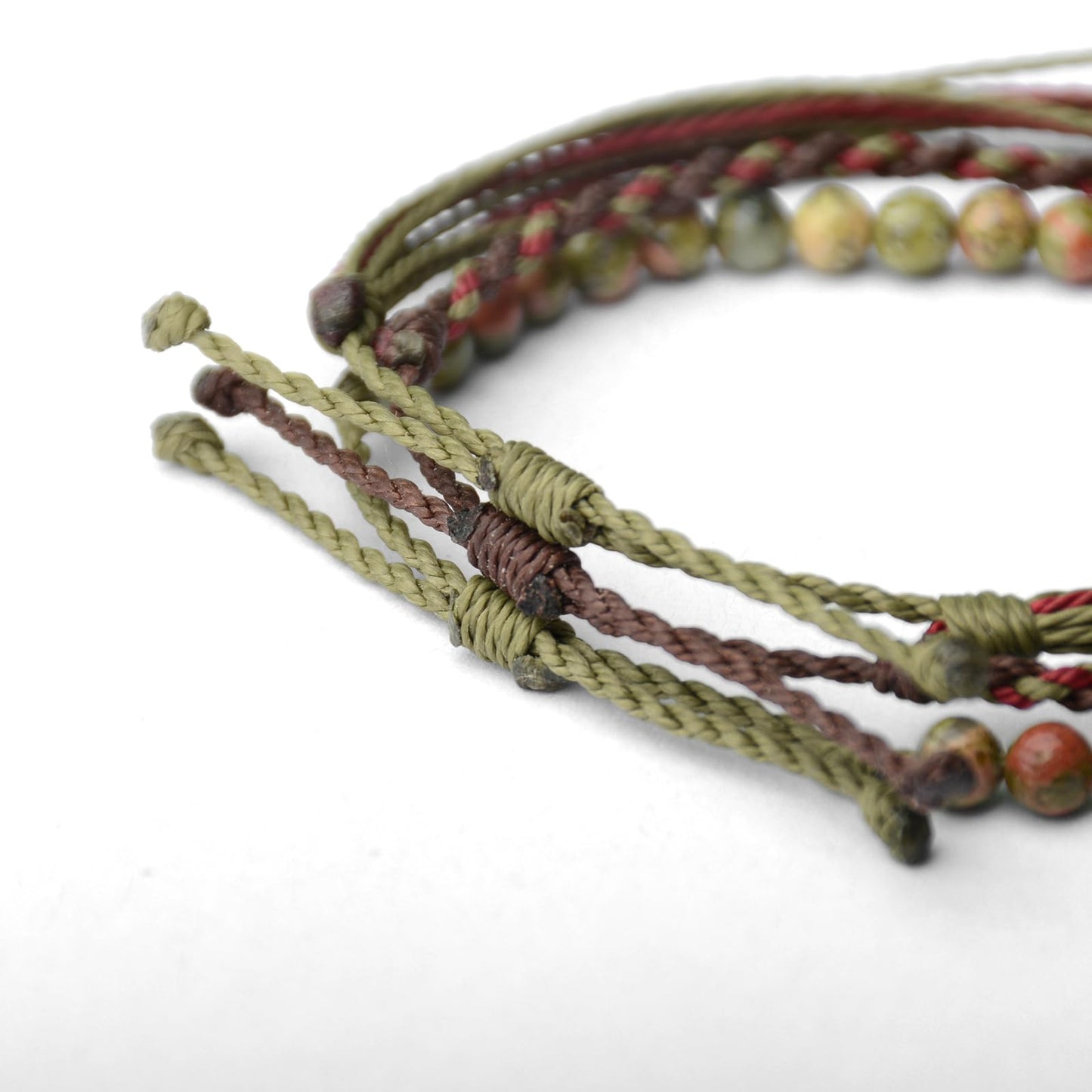 Handmade Natural Stone Beaded Healing Bracelet Gift for Men Adjustable Rope String Bracelet (unakite, Adjustable)