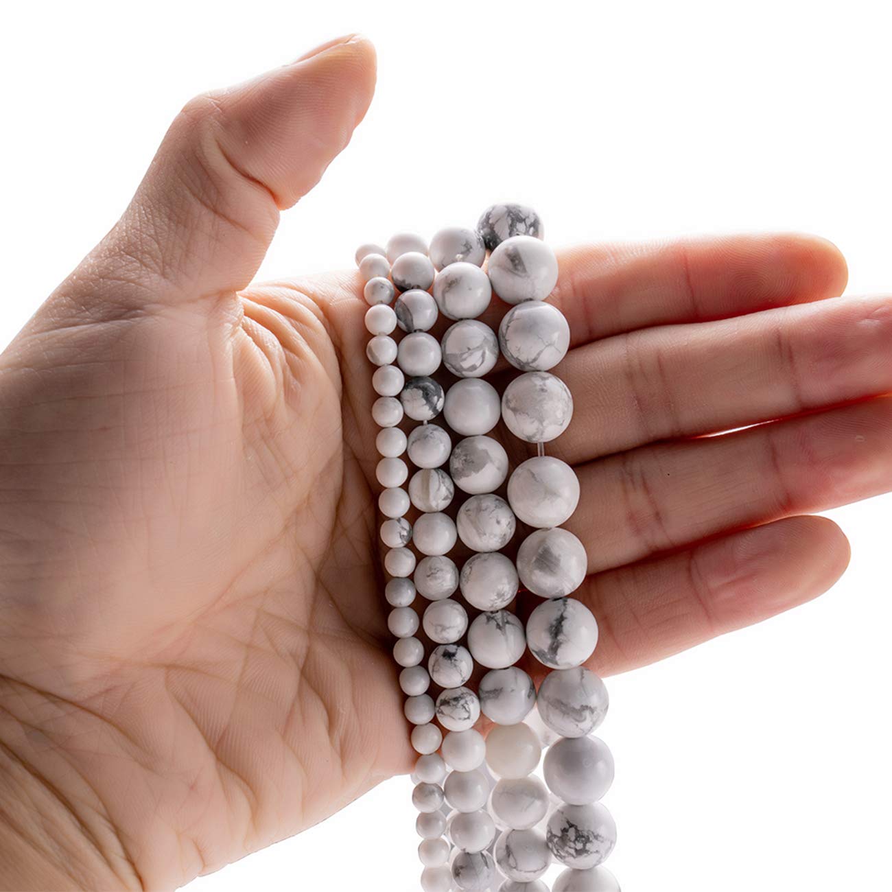 BEADIA Natural White Howlite Stone Round Loose Semi Gemstone Beads for Jewelry Making 10MM 38PCS