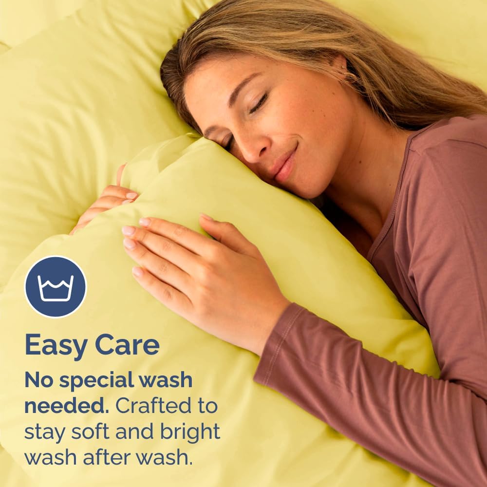 Skiennix Body Pillowcases Set of 4 | Soft 20x54 Long Pillow Covers for Side Sleepers - Cozy, Breathable & Fade-Free - Machine Washable, Envelope Enclosure - Yellow
