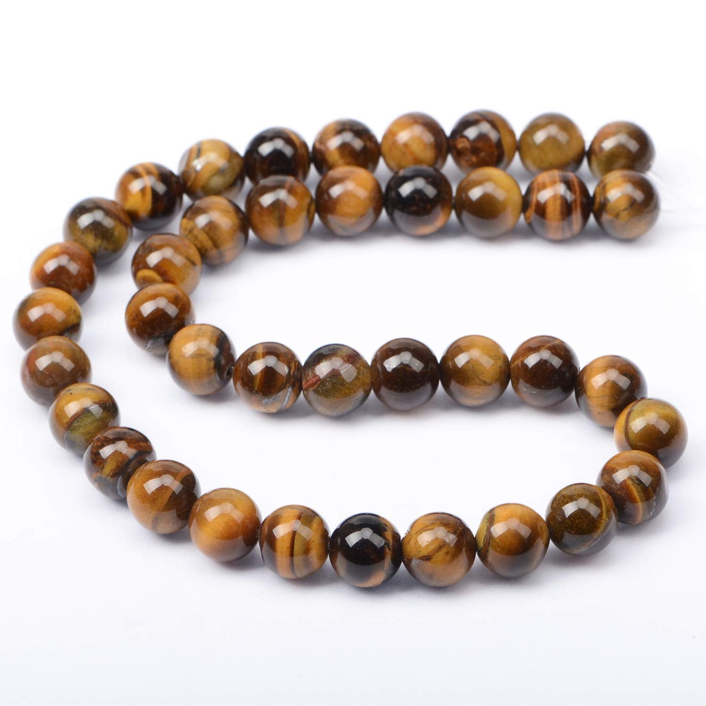 AD Beads Natural Gemstone Round Loose Beads 15" for Bracelet Necklace Earrings Jwelery Making Crafts DIY (10mm, Yellow Tiger Eye)