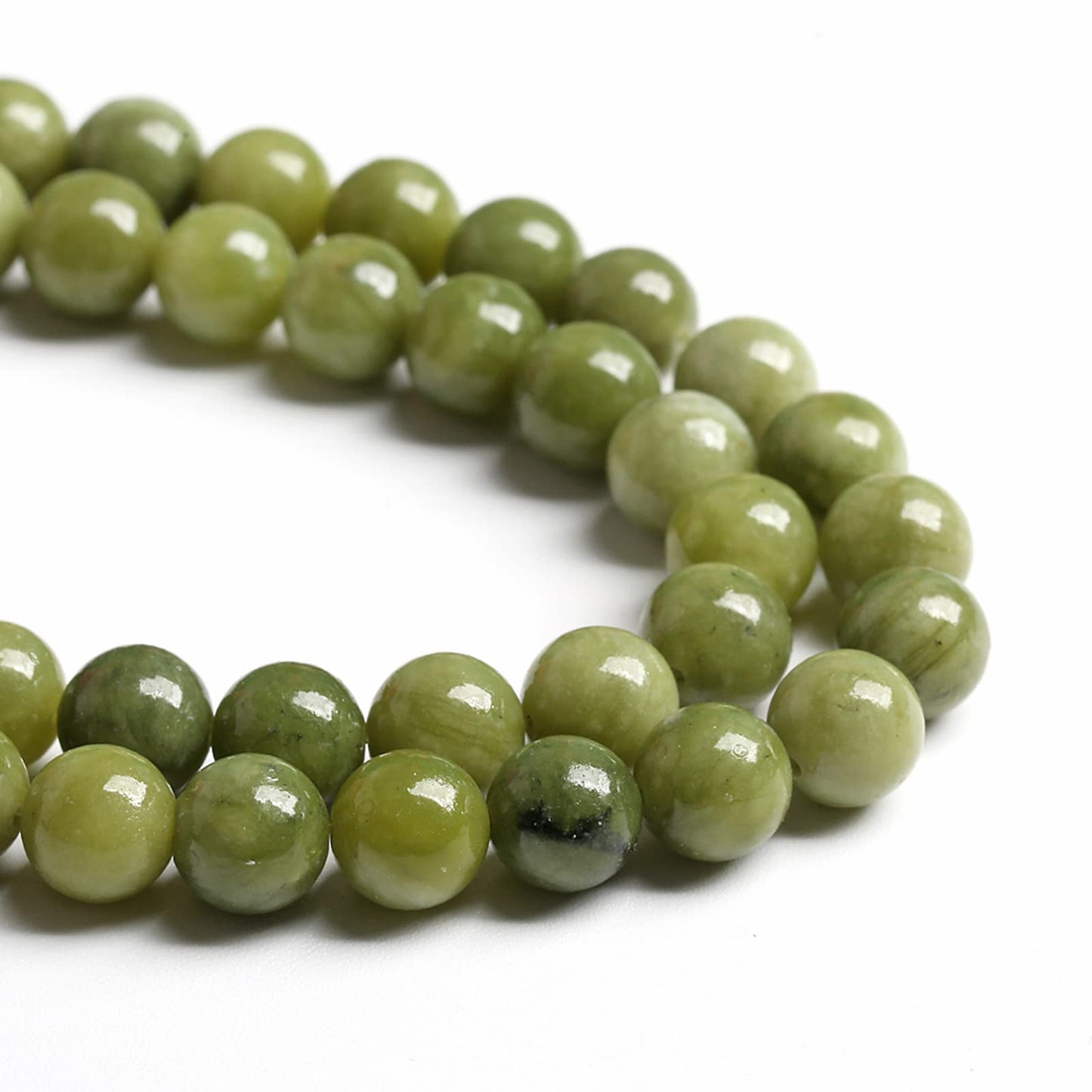 10MM 36PCS Natural Stone Chinese Green Jade Loose Beads for Jewelry Making DIY Bracelet Necklace 1 Strand