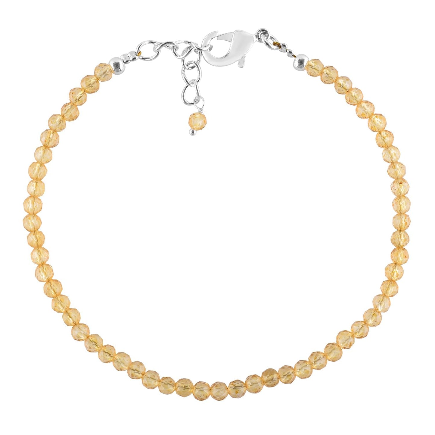 YANARA Citrine Bracelets for Women, Birthstone, Natural Gemstone Beautiful Beads, Dainty Handmade Jewelry, Chakra Energy Healing Crystals Stone Silver Plated Chain 8 inch
