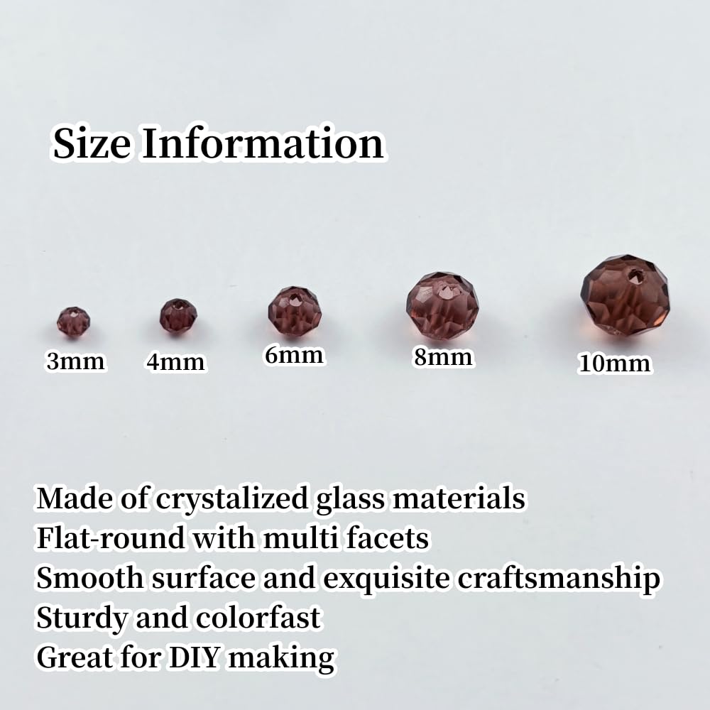 YUEXIGO 250pcs 6mm Crystal Glass Beads for Jewelry Making, Faceted Rondelle Glass Spacer Beads for Wind Chimes Bracelet Earring Necklace DIY Craft(Medium Purple)