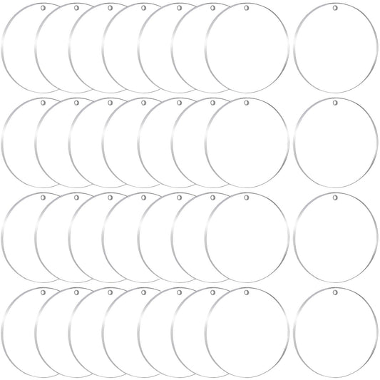 JINMURY 100 Pieces 2'' Diameter Clear Acrylic Keychain Blanks Discs with Hole, Perfect for DIY Acrylic KeyChains, Bag Tags, Gift Tags, Christmas Ornaments, 1/8" Thick