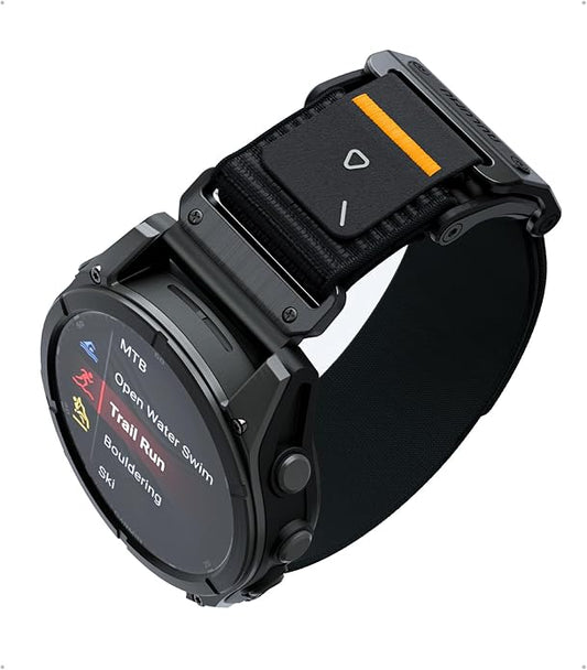 Aulumu C11 for Garmin Watch Band 22MM | Mag Buckle Slim Band | Memory Quick Release | Velvet Nylon Braid | Stainless Steel Magnetic Clasp