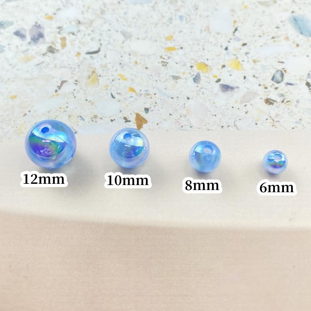 1000pcs Acrylic Round Beads 6mm AB Colors Craft Beads Round Spacer Beads with Holes for Earring Bracelet Necklace Key Chains Jewelry Making(Light Blue AB)