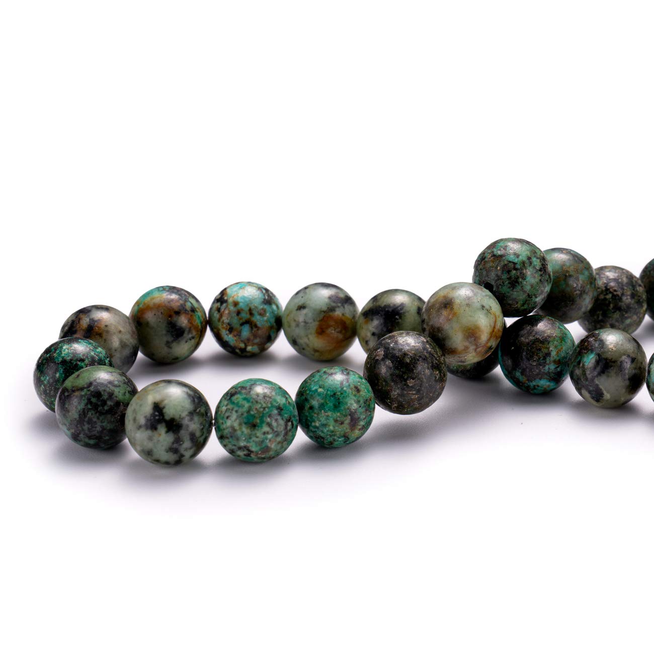 BEADIA Natural African Turquoise Stone Round Loose Semi Gemstone Beads for Jewelry Making 10MM 38PCS
