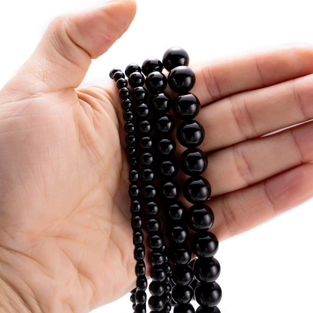 BEADIA Natural Black Onyx Stone Round Loose Semi Gemstone Beads for Jewelry Making 4MM 89PCS