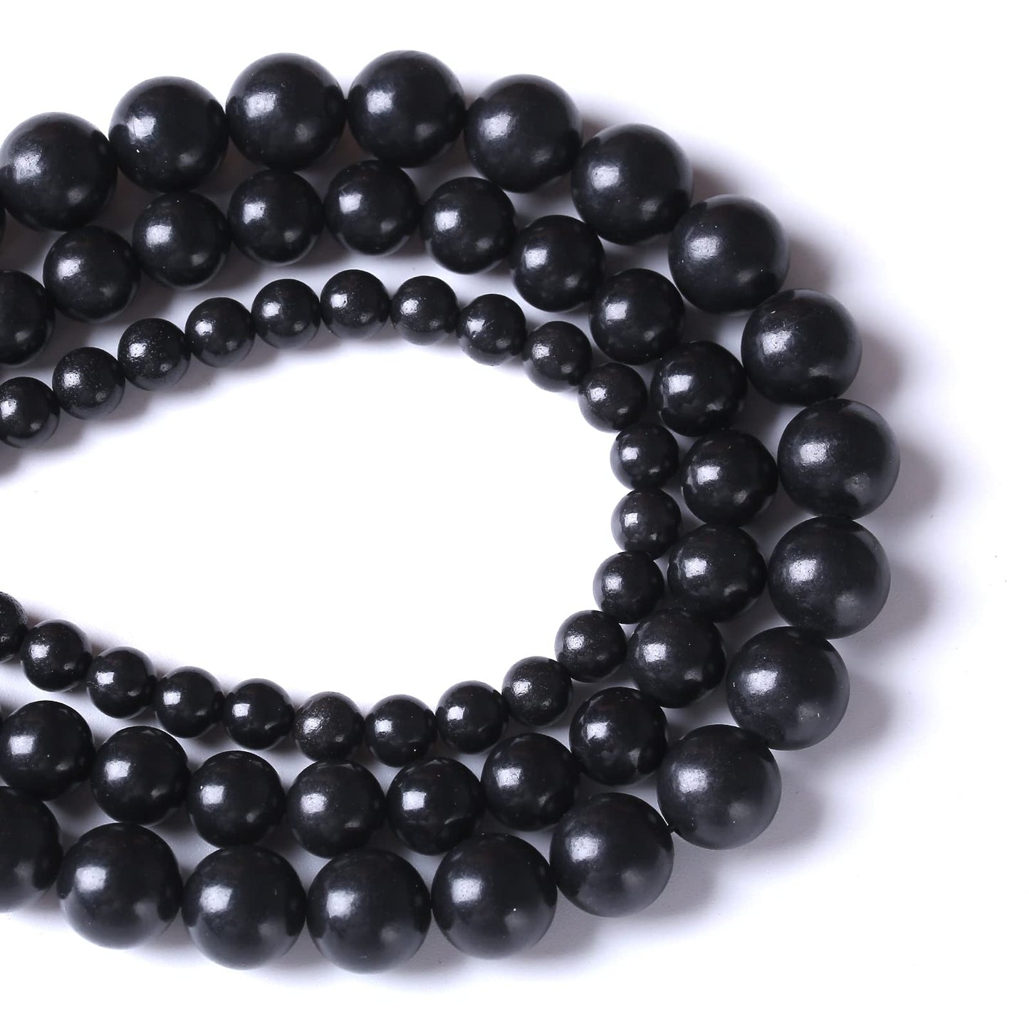 90PCS 8MM Natural Stone Shungite Beads Crystal Loose Beads for Jewelry Making DIY Bracelet