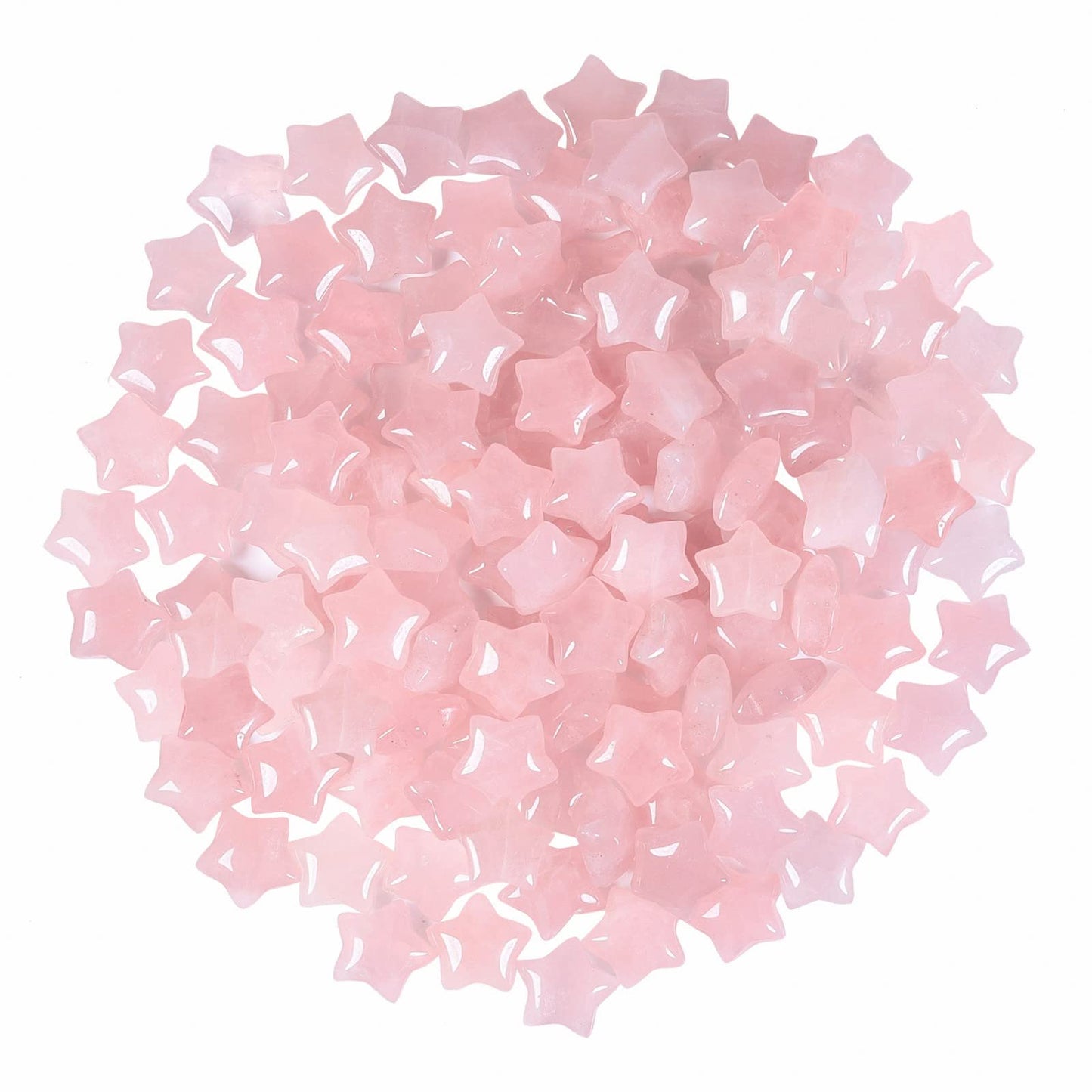 SUNYIK Pack of 20 Mini Star Crystal Pocket Stone, Healing Crystal Worry Stone for Reiki Meditation Anxiety Stress Jewelry Making, Amethyst/Rose Quartz/Rock Quartz/Tiger’s Eye/Green Aventurine