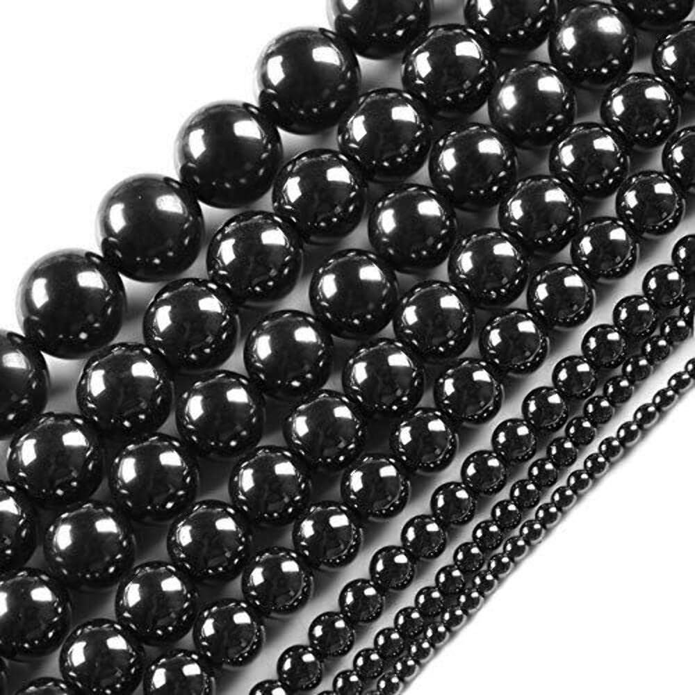 Natural Stone Beads 6mm Hematite Gemstone Round Loose Beads Crystal Energy Stone Healing Power for Jewelry Making DIY,1 Strand 15"