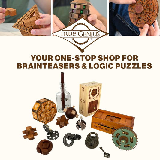 True Genius - Grecian Glass Bottle Disentanglement Brainteaser Puzzle, Logic Puzzle for Adults, Brain Teaser, Gifts for Father's Day, Men, Kids