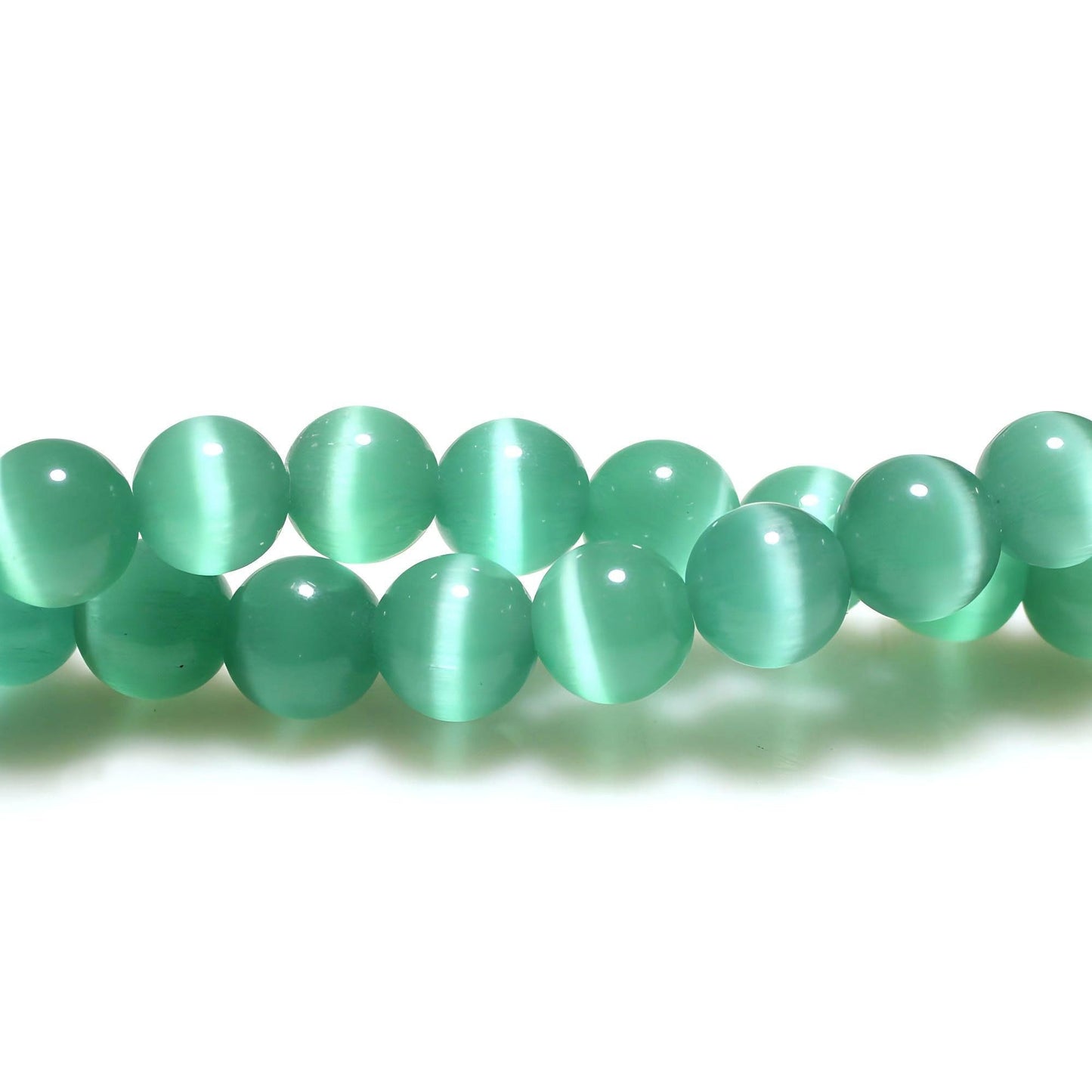 MJDCB 45pcs Blue Green Cat Eye Stone Beads 8mm Round Crystal Loose Bead for Jewelry Making DIY Bracelets Necklace Accessories
