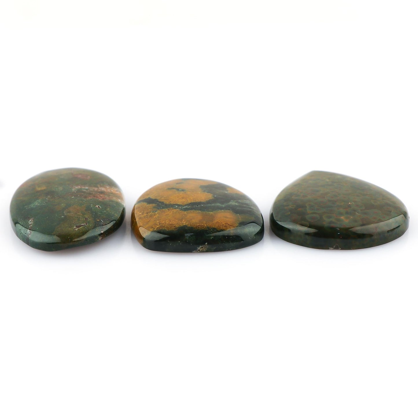 CRYSTALIS 3pcs, 25mm+ Natural Ocean Jasper Loose Gemstone Wholesale Bulk Cabochons Jewelry Making Supply, Chakra & Healing Polished Stones, Wire Wrapping, DIY, Gem Collection
