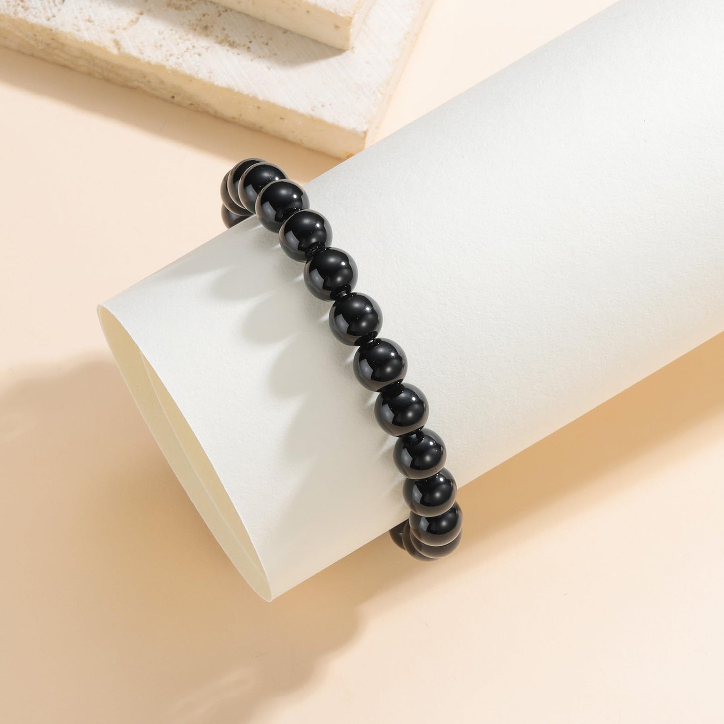 Udolfly Womens Crystal Beaded Bracelets for Women Men Protective Energy Bracelet Natural Gemstone Bead Bracelet 8mm Obsidian