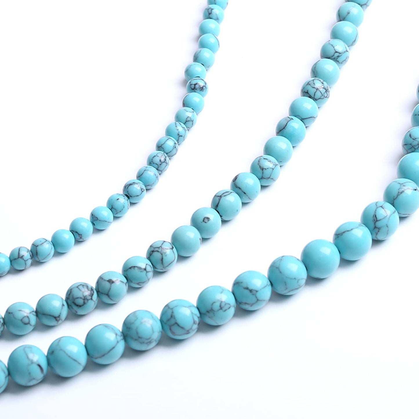 36PCS 10MM Blue Turquoise Round Loose Beads Natural Gemstone Beads for Jewelry Making DIY Bracelet Necklace 15"