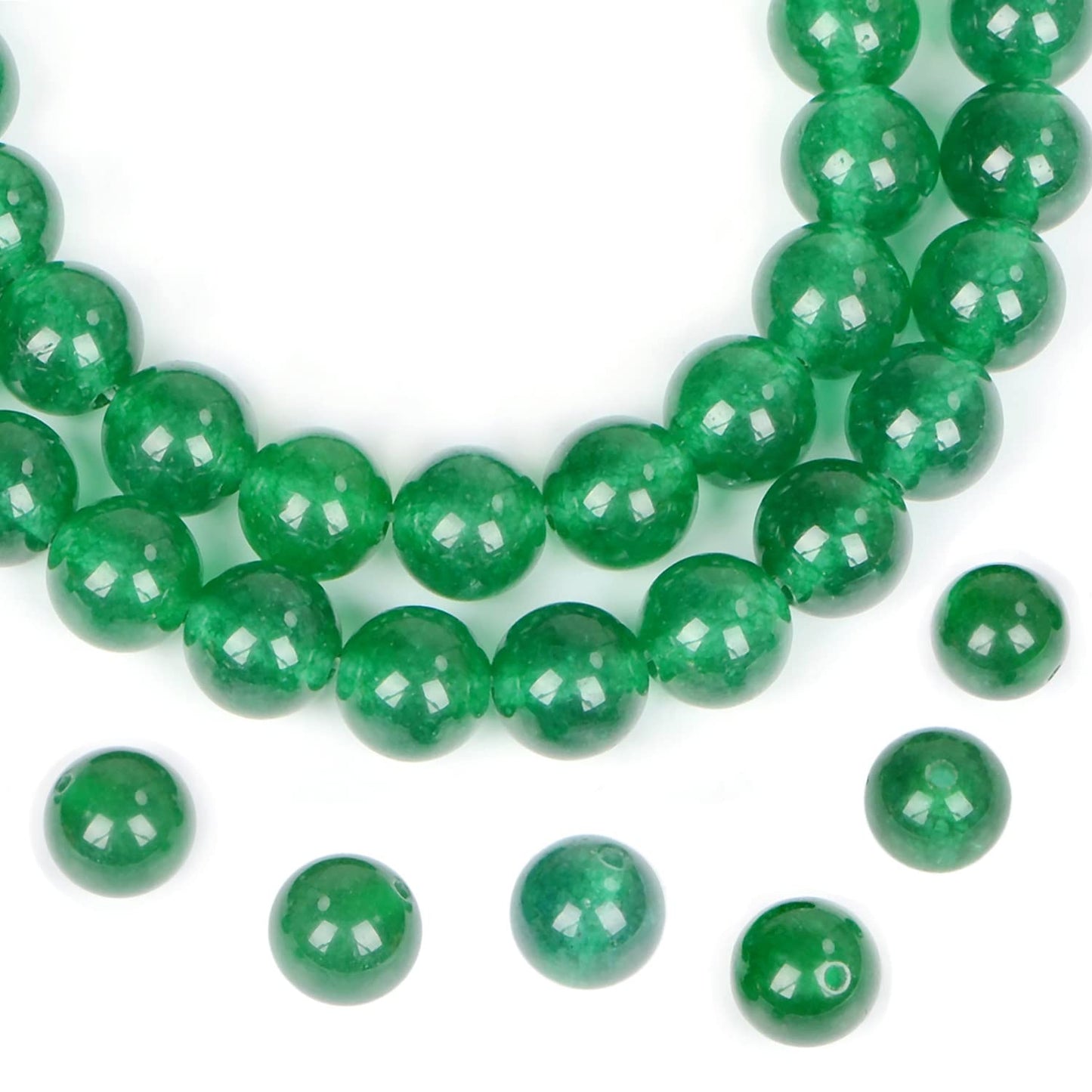 AD Beads Natural Gemstone Round Loose Beads 15" for Bracelet Necklace Earrings Jwelery Making Crafts DIY (6mm, Green Jade)