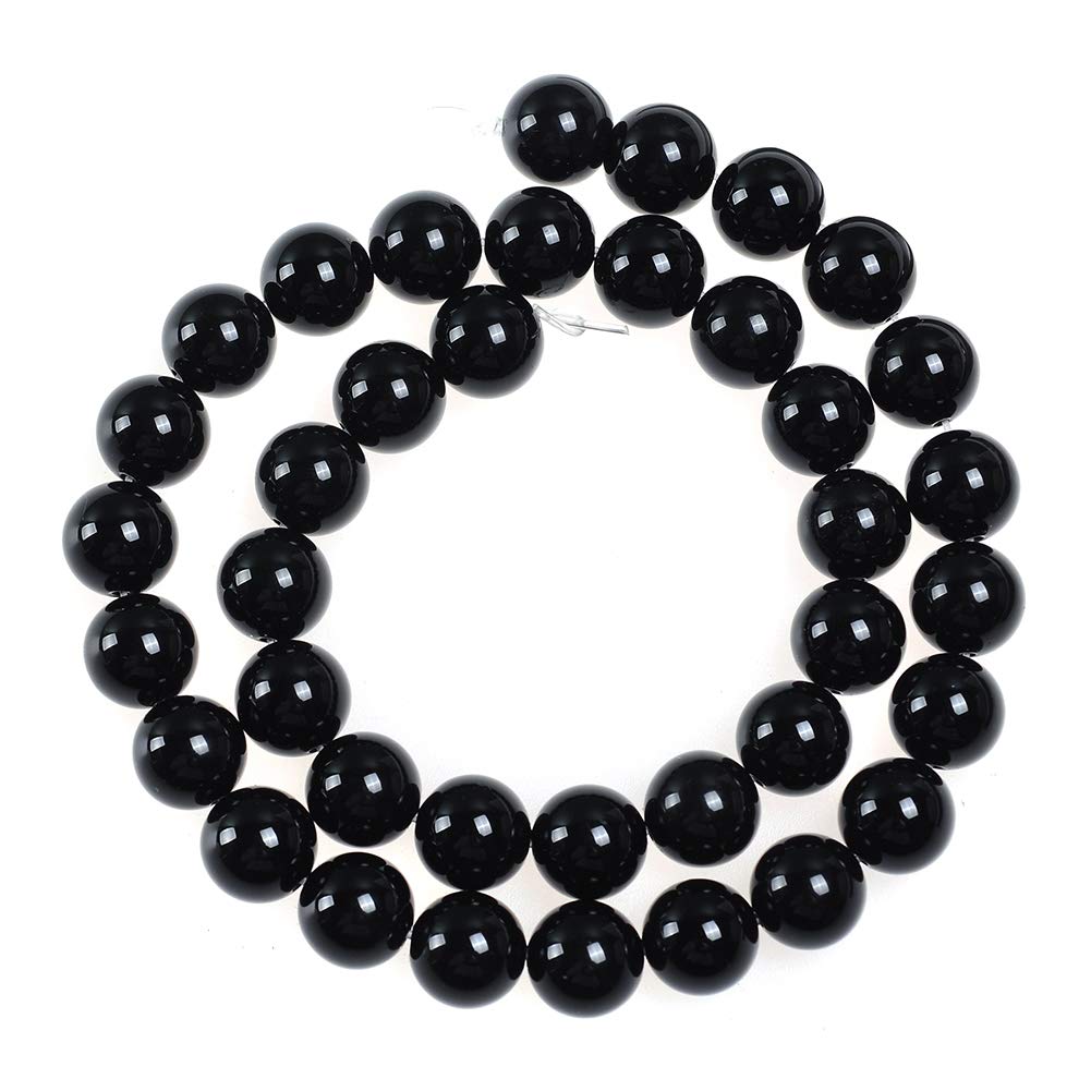Natural Stone Beads 6mm Black Onyx Agate Gemstone Round Loose Beads Crystal Energy Stone Healing Power for Jewelry Making DIY,1 Strand 15"