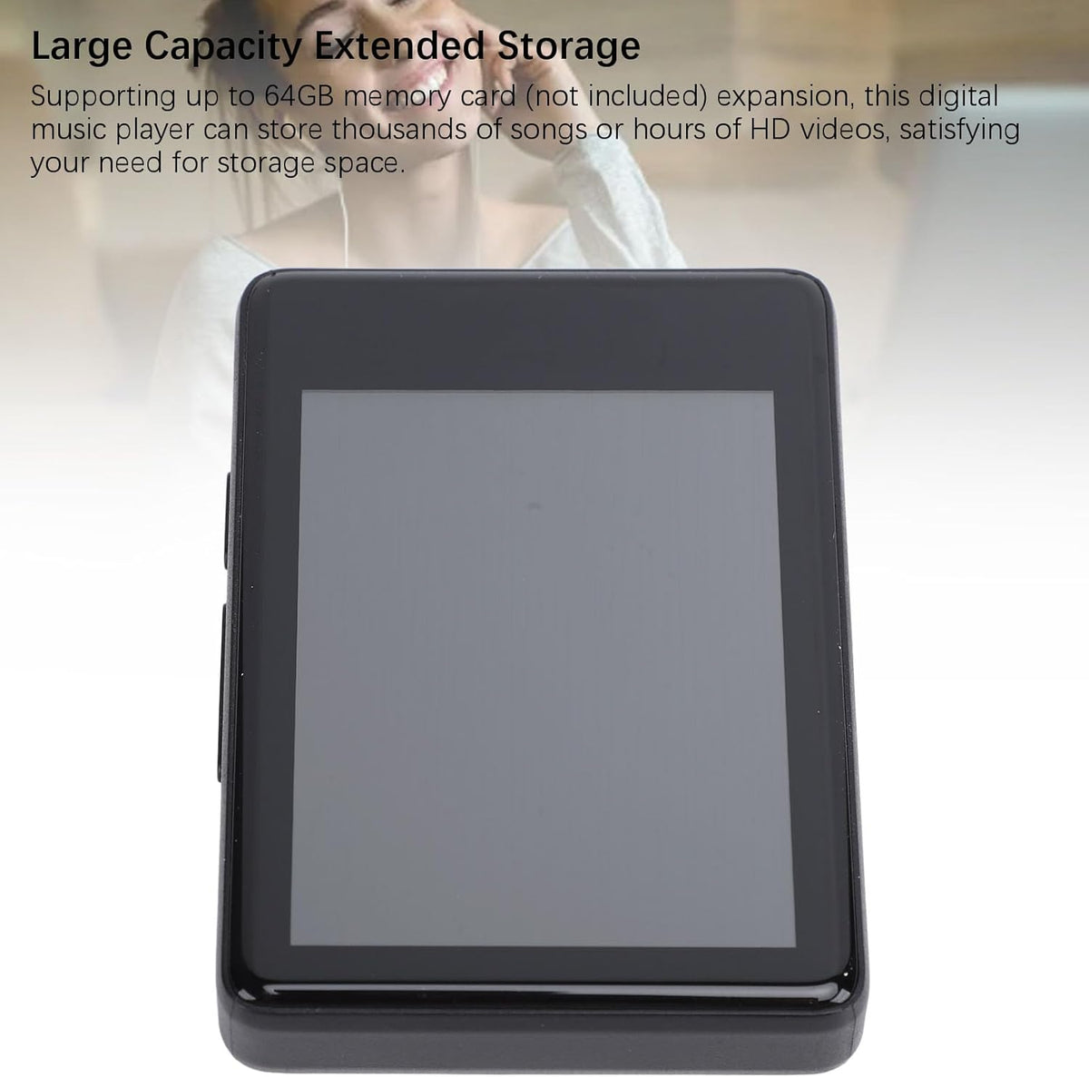 Yoidesu MP3 MP4 2.4in 3.5mm 64GB Player, HD Touch Screen Bluetooth Music Player with Port, Supports Card for Wireless
