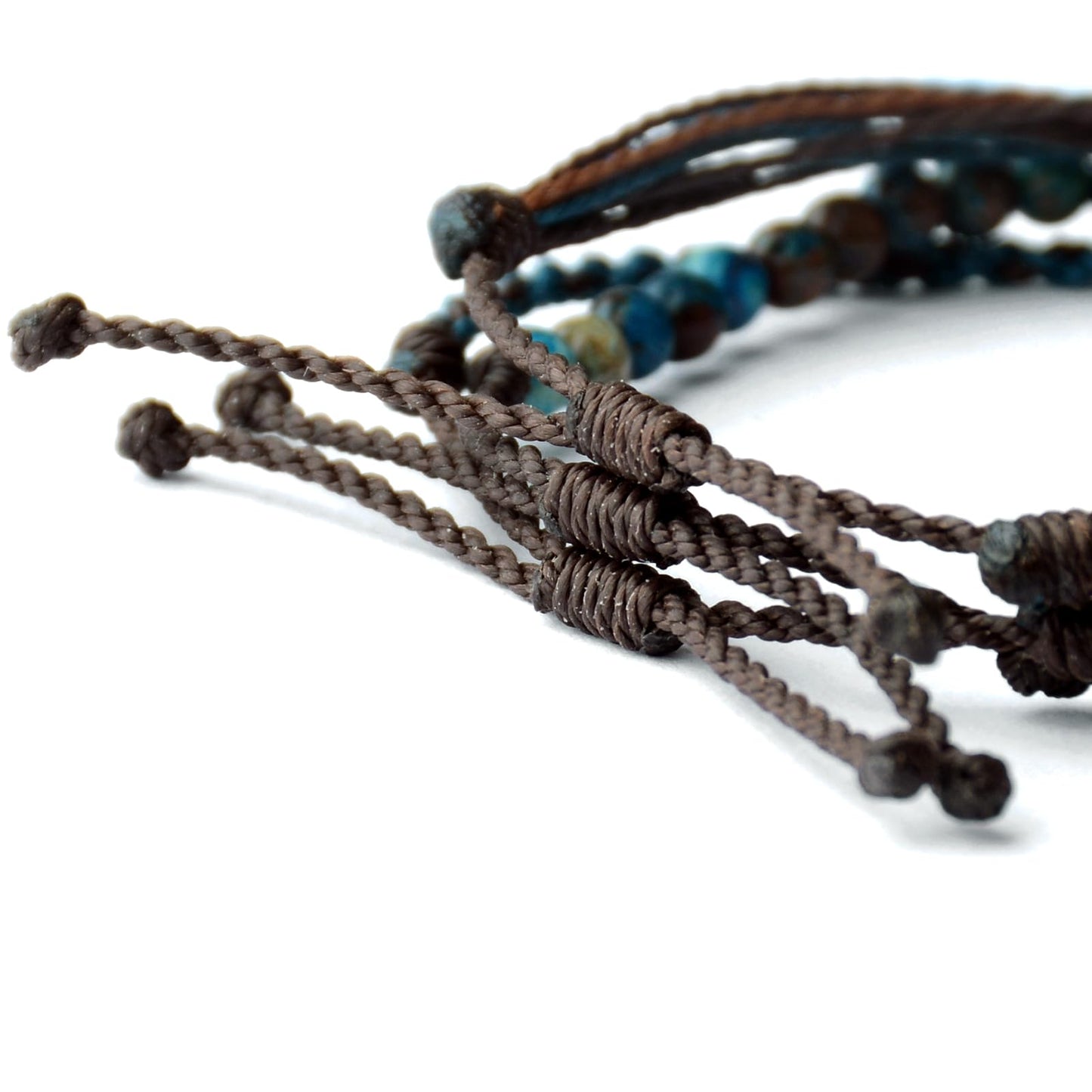 Handmade Natural Stone Beaded Healing Bracelet Gift for Men Adjustable Rope String Bracelet (Indigo dyeing Jasper, Adjustable)