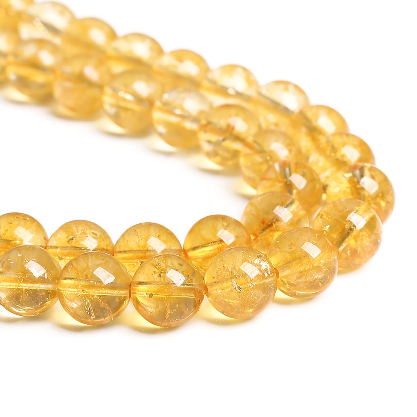 160PCS 4MM Natural Citrine Yellow Quartz Crystal Round Spacer Loose Beads for Jewelry Making DIY Bracelet Necklace
