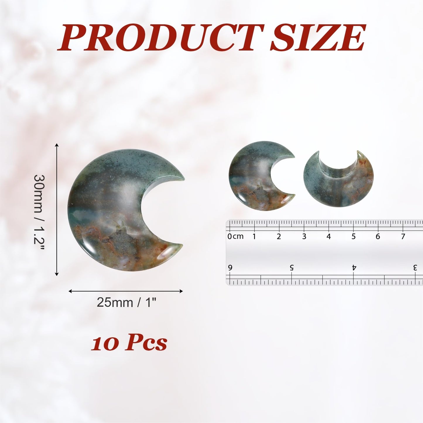 MECCANIXITY 10 Pcs Moon Crystal Worry Stone, 1.2 Inch Length Natural Bloodstone Moon Gemstone Bulk, Carved Pocket Stones for Meditation Balancing Pendant Decor